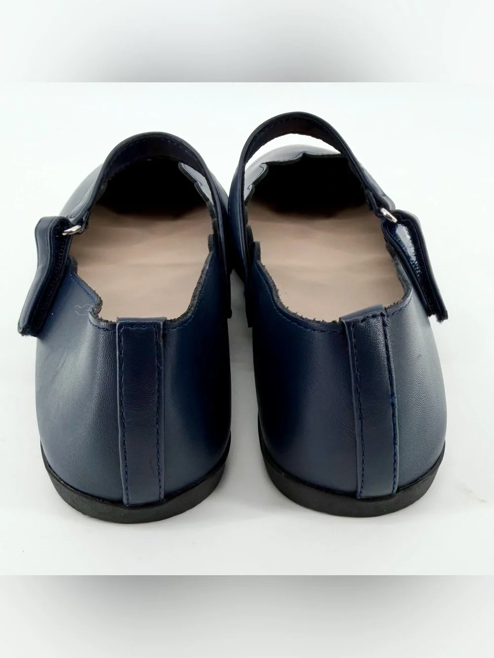 The Children's Place Size 6 Youth Girls Scalloped Mary Jane Flats Navy Blue